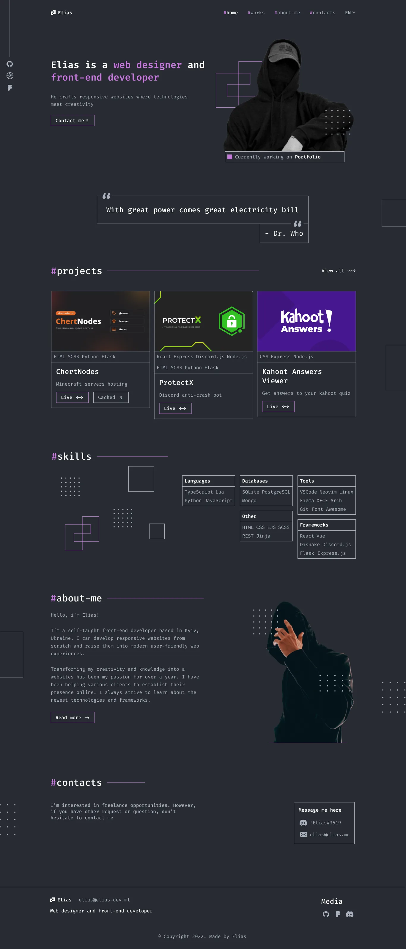Elias – Developer Portfolio project by Softlyx Technologies